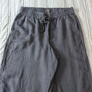 J. Crew Wide-Leg Drawstring Linen Pants - Black